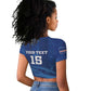 Custom Cape Verde Football Raglan Cropped T shirt Go Champions Tubaroes Azuis