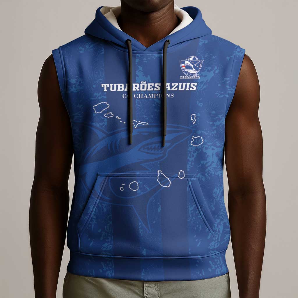 Custom Cape Verde Football Sleeveless Hoodie Go Champions Tubaroes Azuis - African Pride