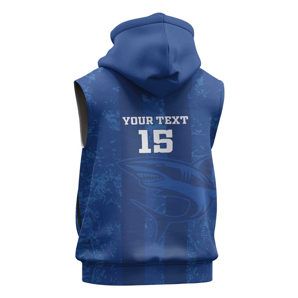 Custom Cape Verde Football Sleeveless Zip Hoodie Go Champions Tubaroes Azuis - African Pride