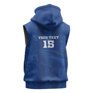 Custom Cape Verde Football Sleeveless Zip Hoodie Go Champions Tubaroes Azuis - African Pride