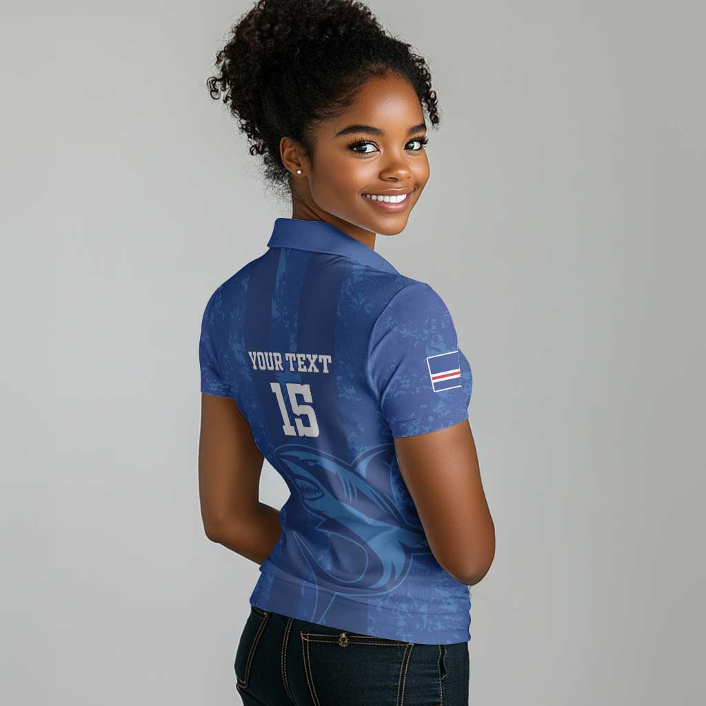 Custom Cape Verde Football Women Polo Shirt Go Champions Tubaroes Azuis