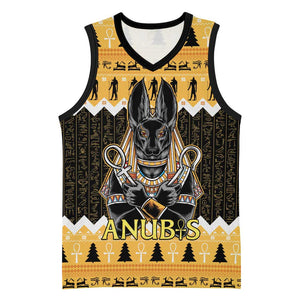 Afro Ancient Egyptian Basketball Jersey Anubis - Merry Christmas - African Pride