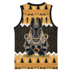 Afro Ancient Egyptian Basketball Jersey Anubis - Merry Christmas - African Pride