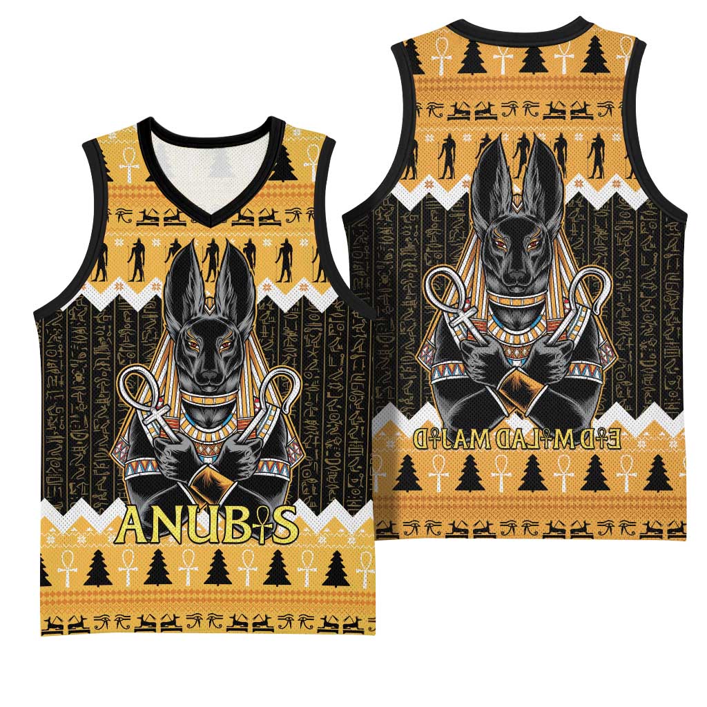 Afro Ancient Egyptian Basketball Jersey Anubis - Merry Christmas - African Pride