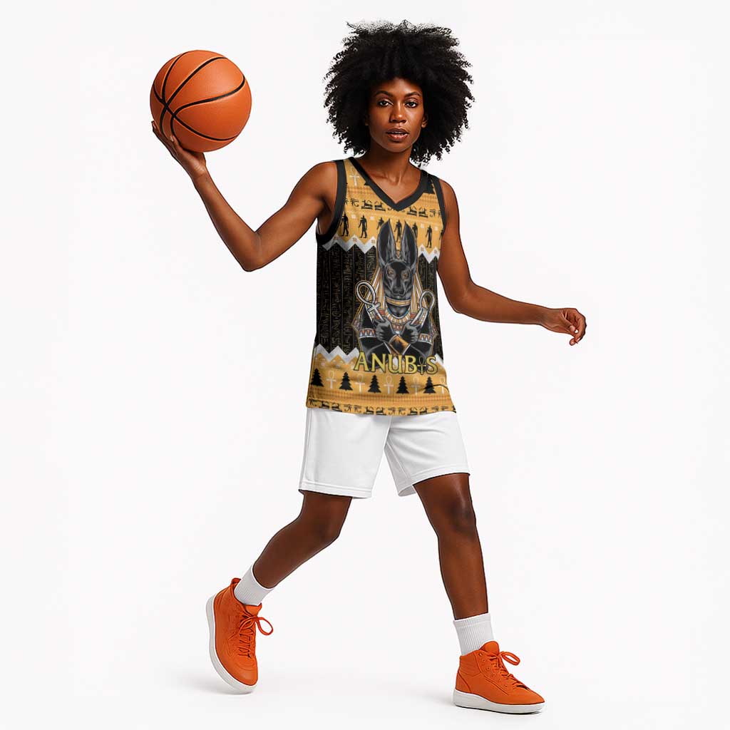 Afro Ancient Egyptian Basketball Jersey Anubis - Merry Christmas - African Pride