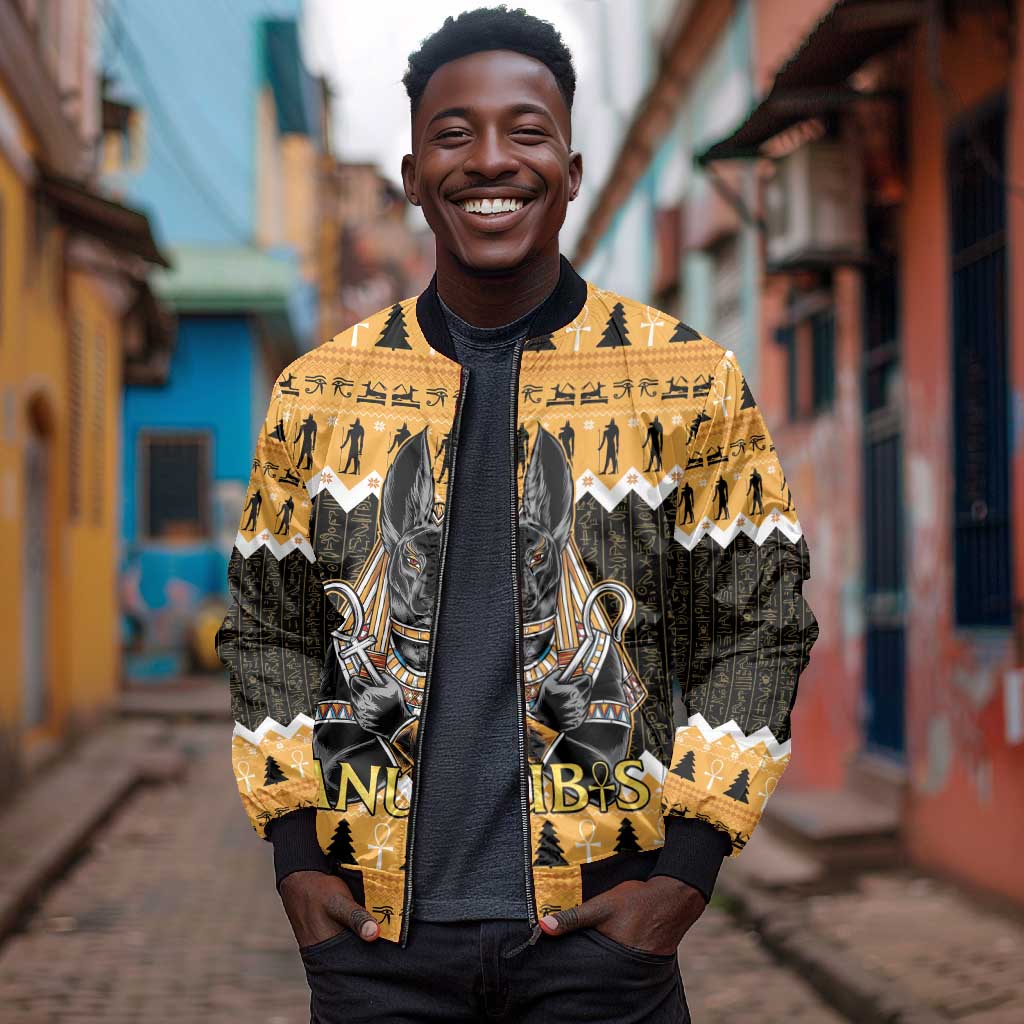 Afro Ancient Egyptian Bomber Jacket Anubis - Merry Christmas