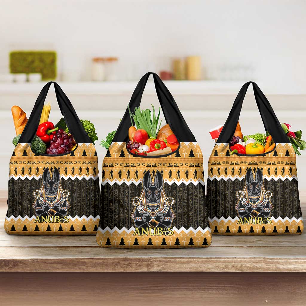 Afro Ancient Egyptian Grocery Bag Anubis - Merry Christmas