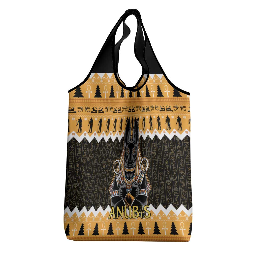 Afro Ancient Egyptian Grocery Bag Anubis - Merry Christmas