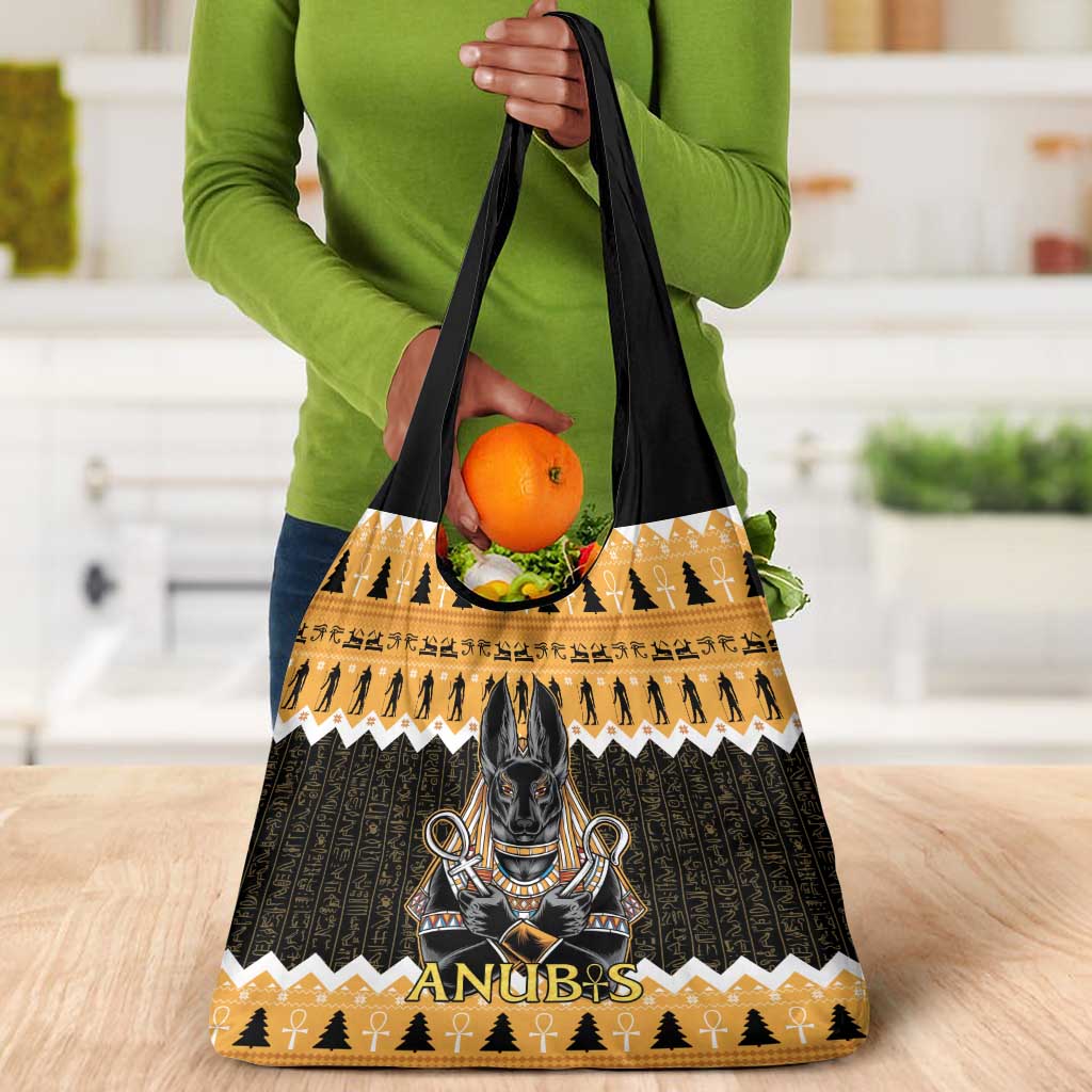 Afro Ancient Egyptian Grocery Bag Anubis - Merry Christmas