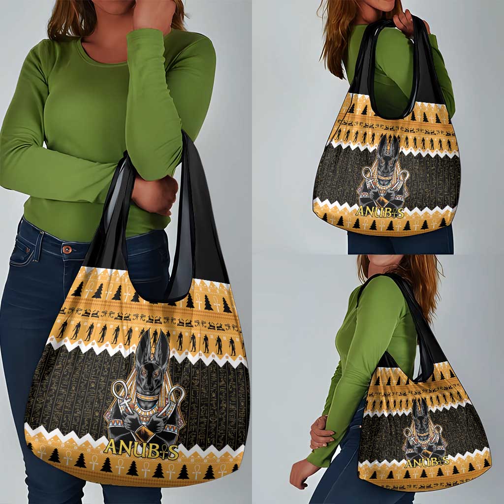 Afro Ancient Egyptian Grocery Bag Anubis - Merry Christmas