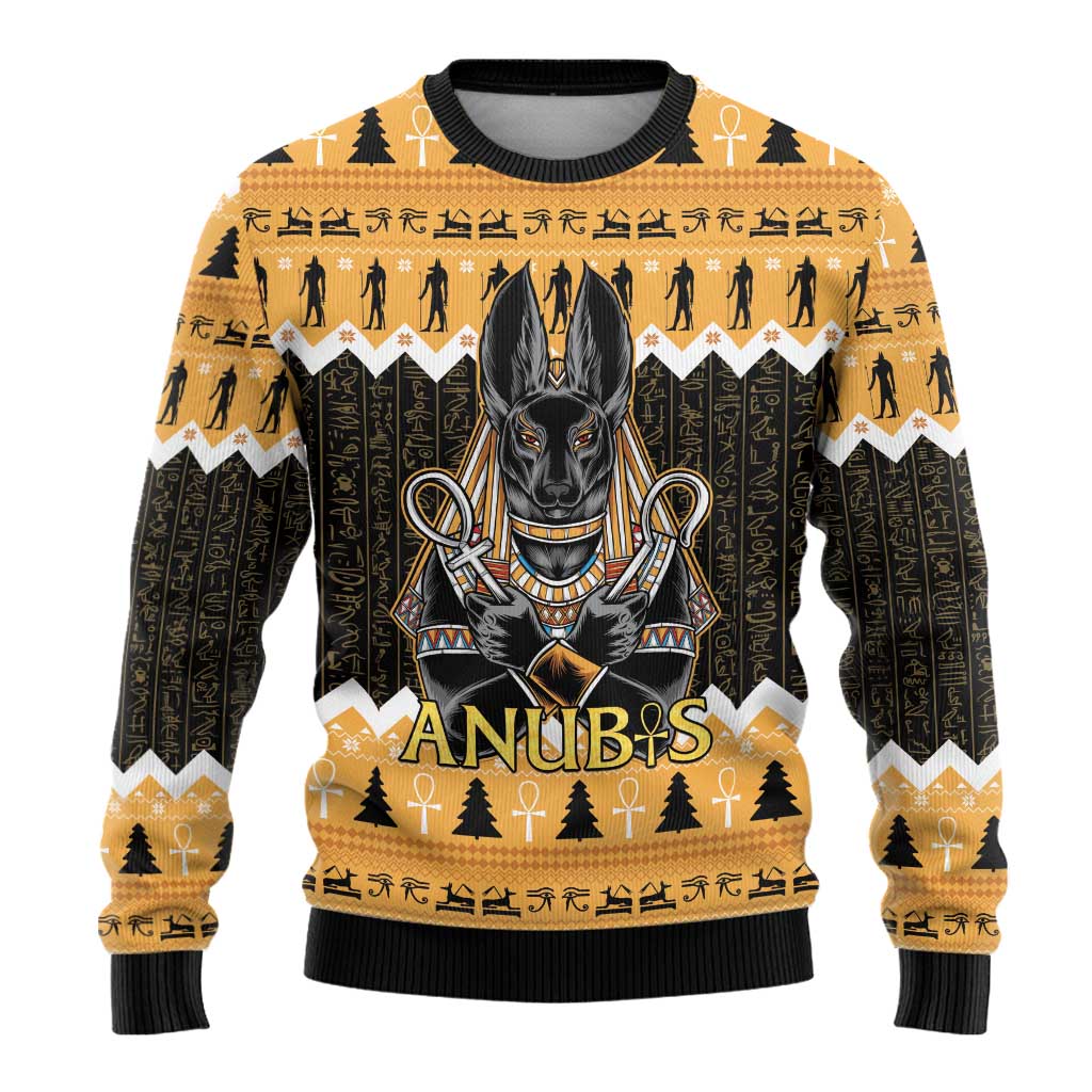 Afro Ancient Egyptian Ugly Christmas Sweater Anubis Merry Christmas