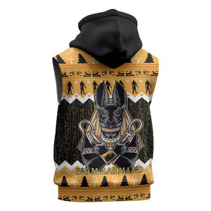 Afro Ancient Egyptian Sleeveless Hoodie Anubis - Merry Christmas - African Pride