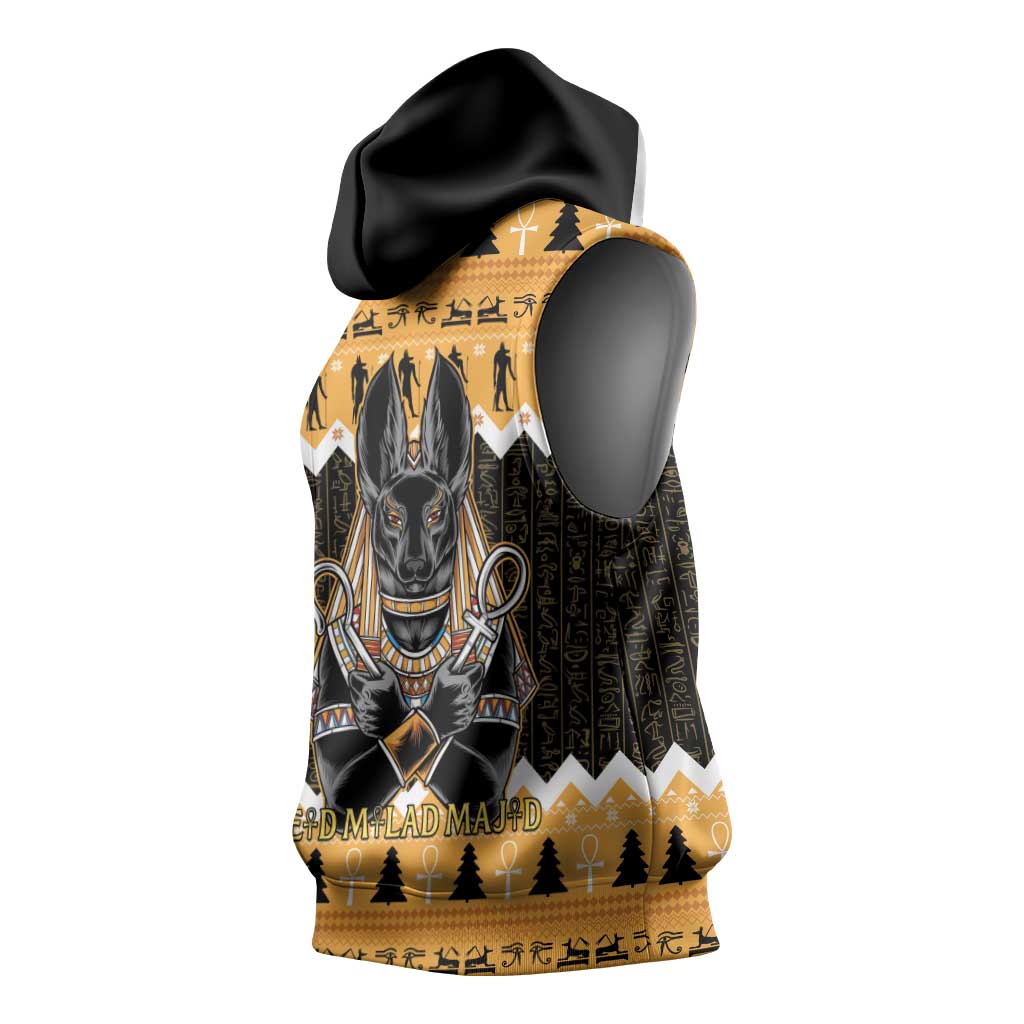 Afro Ancient Egyptian Sleeveless Hoodie Anubis - Merry Christmas - African Pride