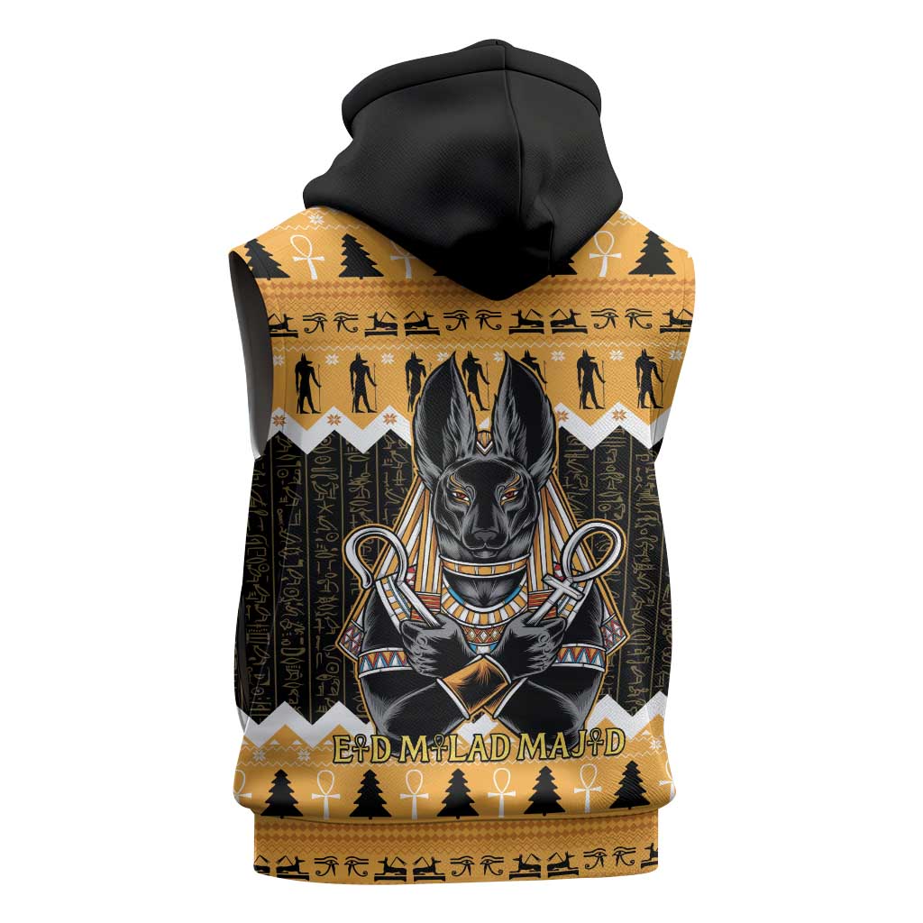 Afro Ancient Egyptian Sleeveless Zip Hoodie Anubis - Merry Christmas - African Pride
