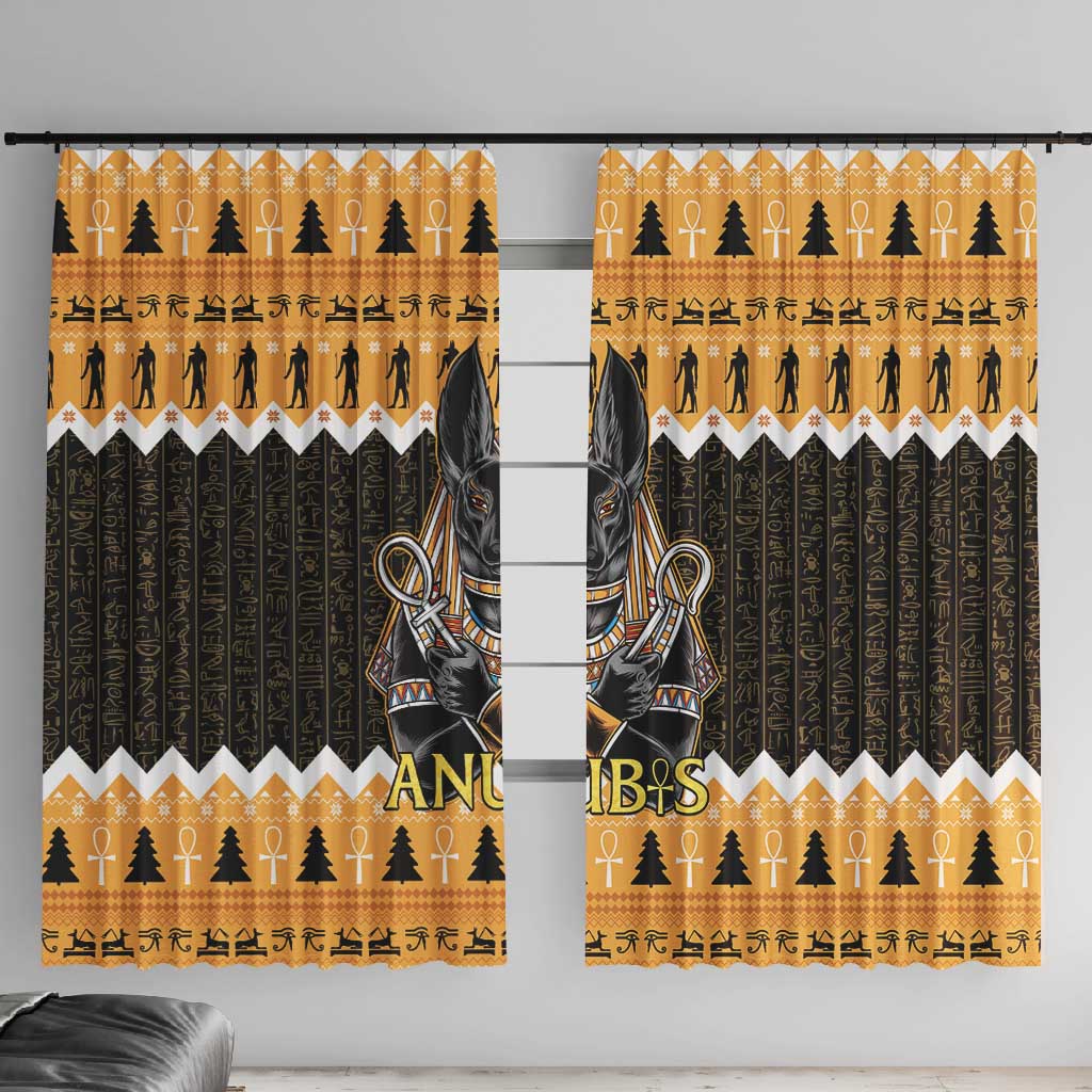 Afro Ancient Egyptian Window Curtain Anubis - Merry Christmas