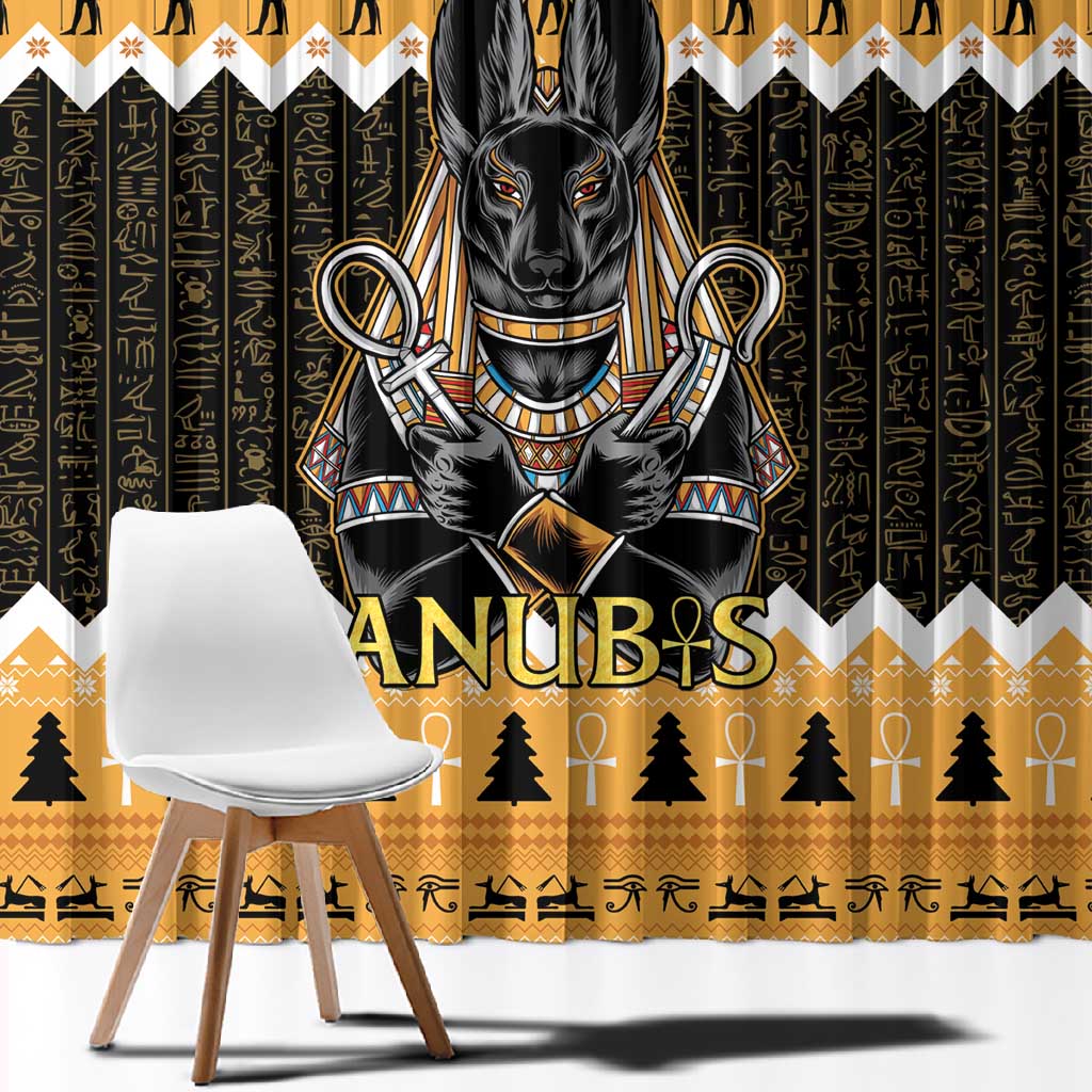 Afro Ancient Egyptian Window Curtain Anubis - Merry Christmas