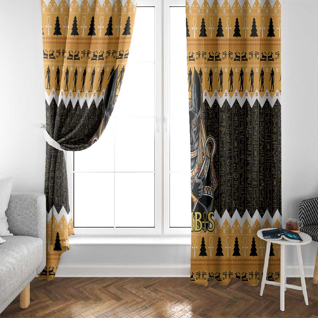 Afro Ancient Egyptian Window Curtain Anubis - Merry Christmas
