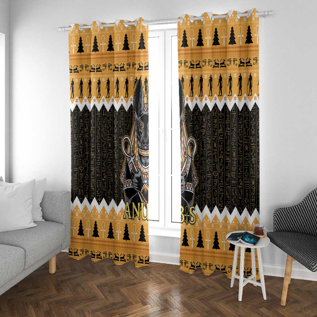Afro Ancient Egyptian Window Curtain Anubis - Merry Christmas
