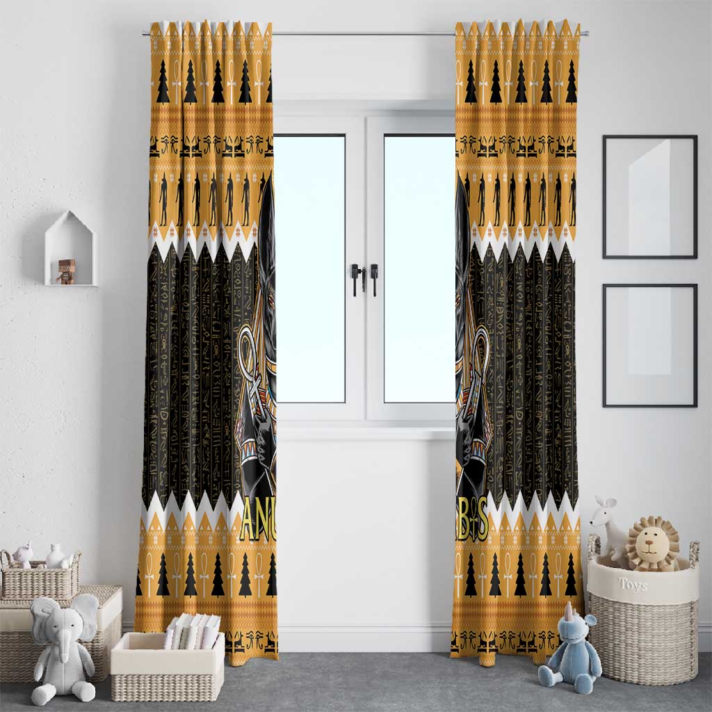 Afro Ancient Egyptian Window Curtain Anubis - Merry Christmas