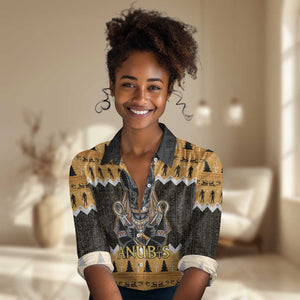 Afro Ancient Egyptian Women Casual Shirt Anubis - Merry Christmas LT15