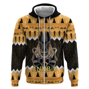 Afro Ancient Egyptian Zip Hoodie Anubis - Merry Christmas