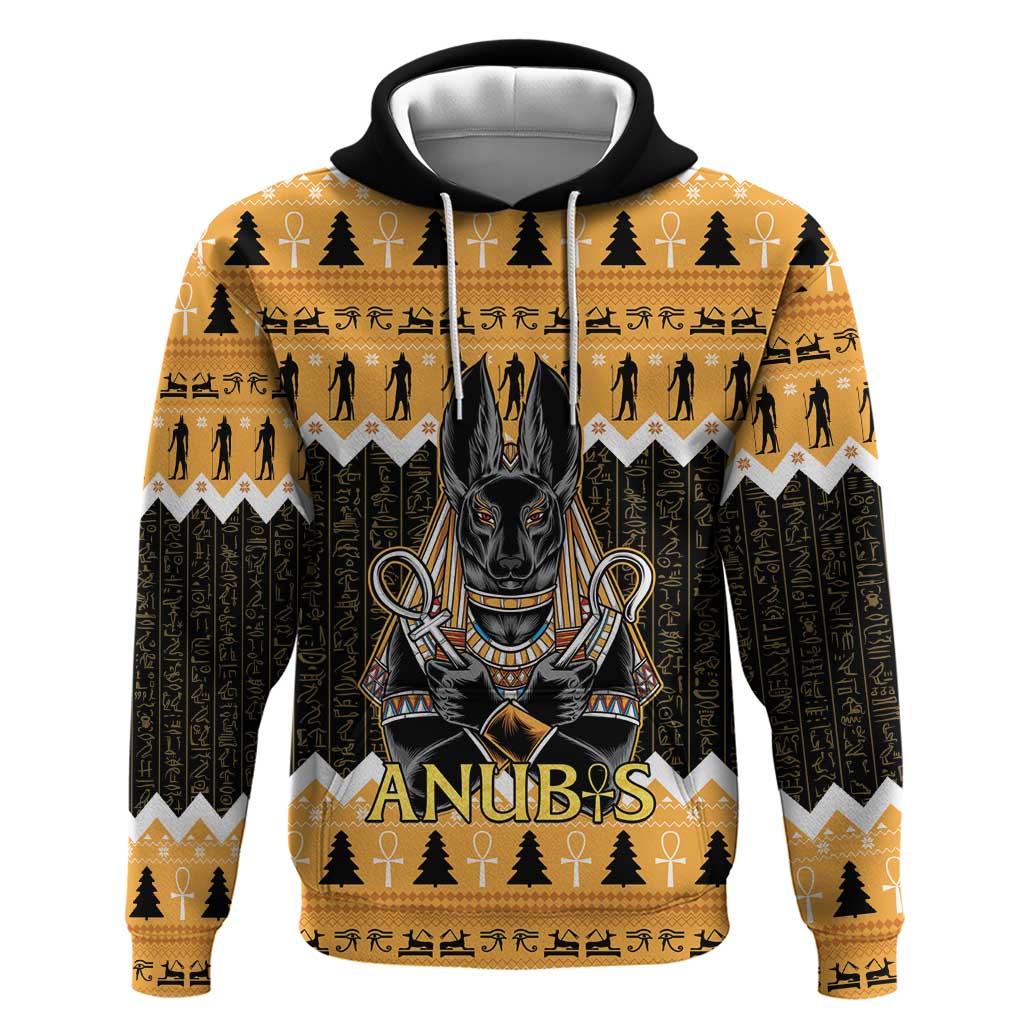 Afro Ancient Egyptian Zip Hoodie Anubis - Merry Christmas