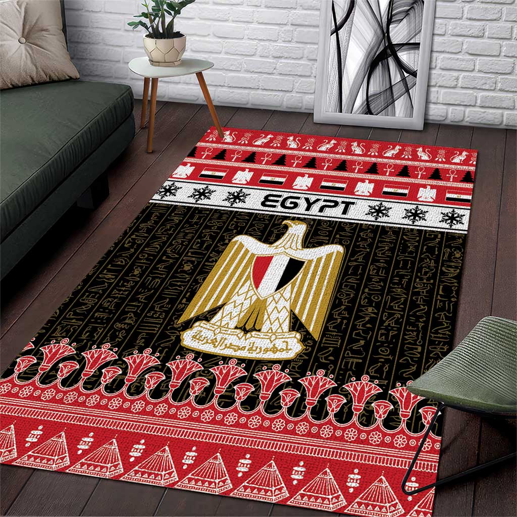 Afro Egypt Christmas Area Rug Coat Of Arms Mix Egyptian Pattern