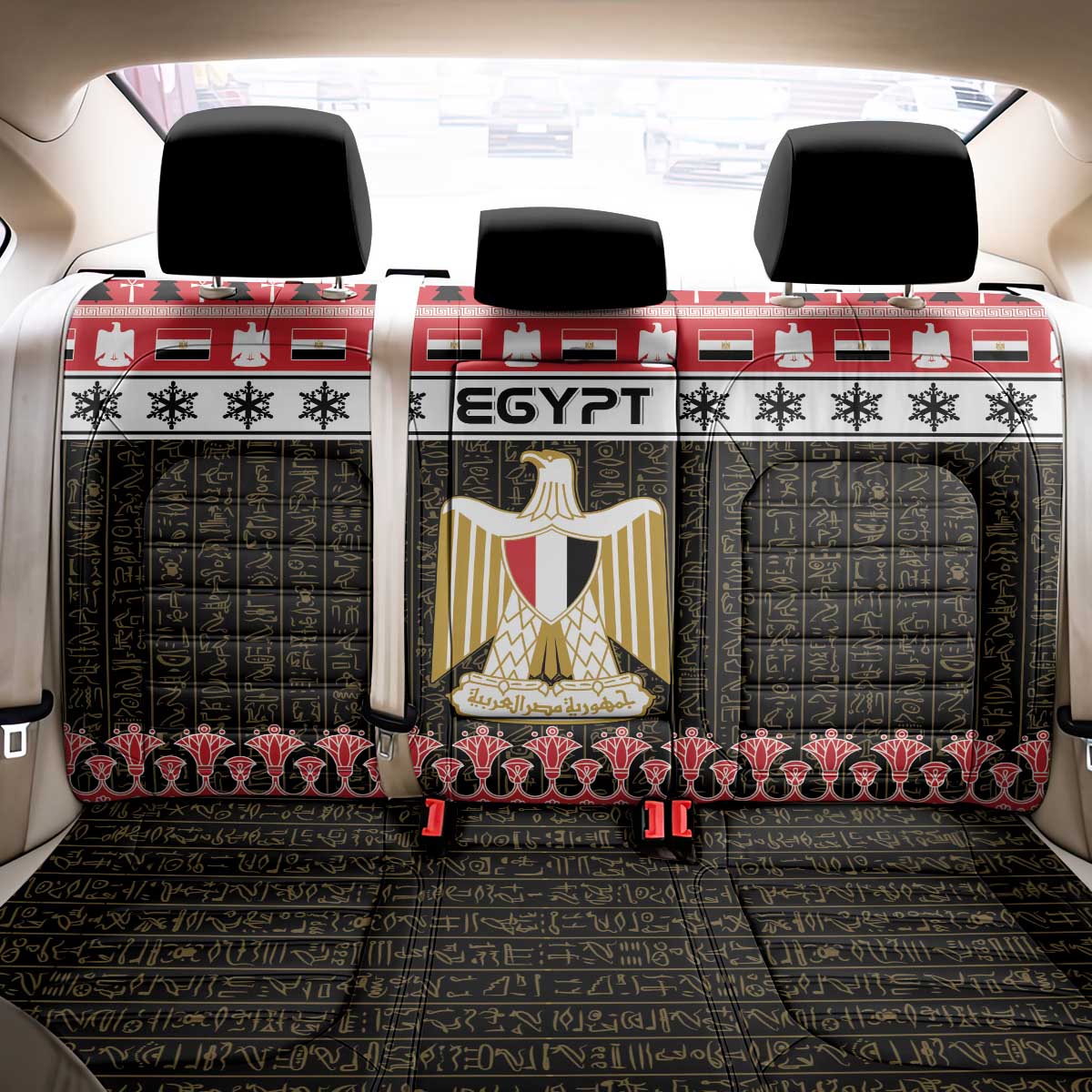 Afro Egypt Christmas Back Car Seat Cover Coat Of Arms Mix Egyptian Pattern