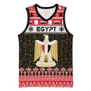 Afro Egypt Christmas Basketball Jersey Coat Of Arms Mix Egyptian Pattern - African Pride