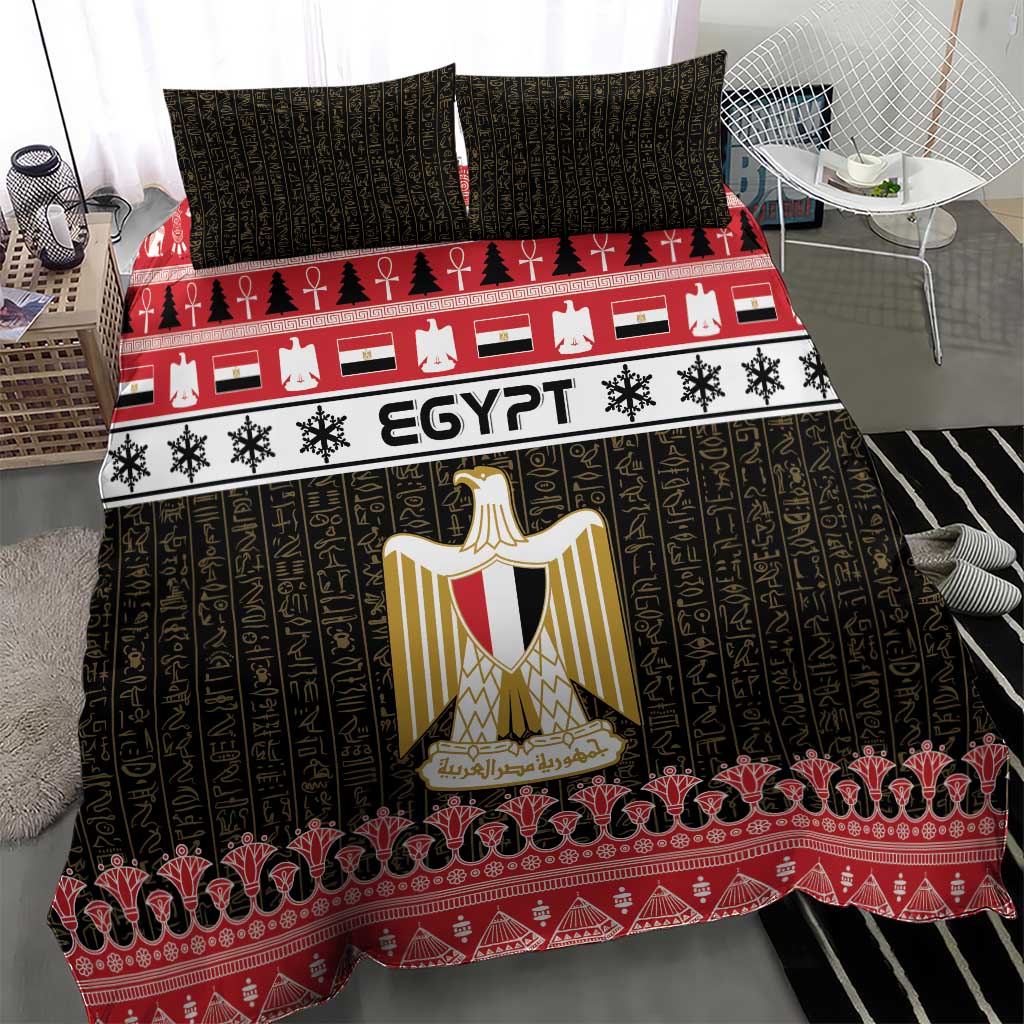 Afro Egypt Christmas Bedding Set Coat Of Arms Mix Egyptian Pattern
