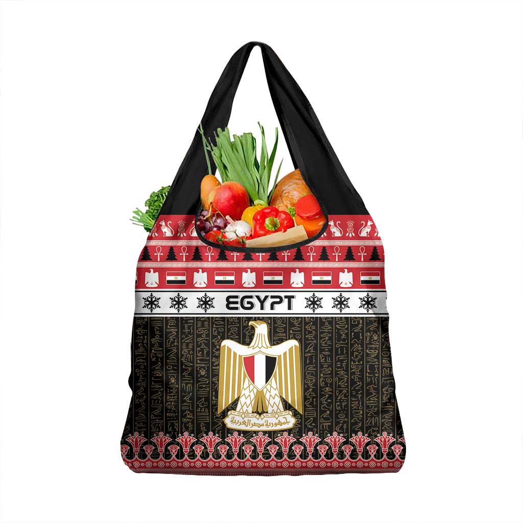 Afro Egypt Christmas Grocery Bag Coat Of Arms Mix Egyptian Pattern