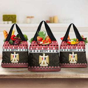 Afro Egypt Christmas Grocery Bag Coat Of Arms Mix Egyptian Pattern