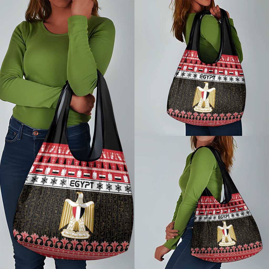Afro Egypt Christmas Grocery Bag Coat Of Arms Mix Egyptian Pattern