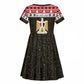 Afro Egypt Christmas Kid Short Sleeve Dress Coat Of Arms Mix Egyptian Pattern