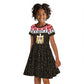 Afro Egypt Christmas Kid Short Sleeve Dress Coat Of Arms Mix Egyptian Pattern