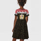 Afro Egypt Christmas Kid Short Sleeve Dress Coat Of Arms Mix Egyptian Pattern