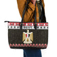 Afro Egypt Christmas Leather Tote Bag Coat Of Arms Mix Egyptian Pattern