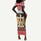 Afro Egypt Christmas Long Sleeve Bodycon Dress Coat Of Arms Mix Egyptian Pattern LT15