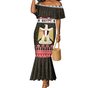 Afro Egypt Christmas Mermaid Dress Coat Of Arms Mix Egyptian Pattern