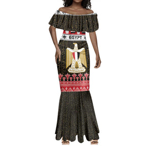 Afro Egypt Christmas Mermaid Dress Coat Of Arms Mix Egyptian Pattern