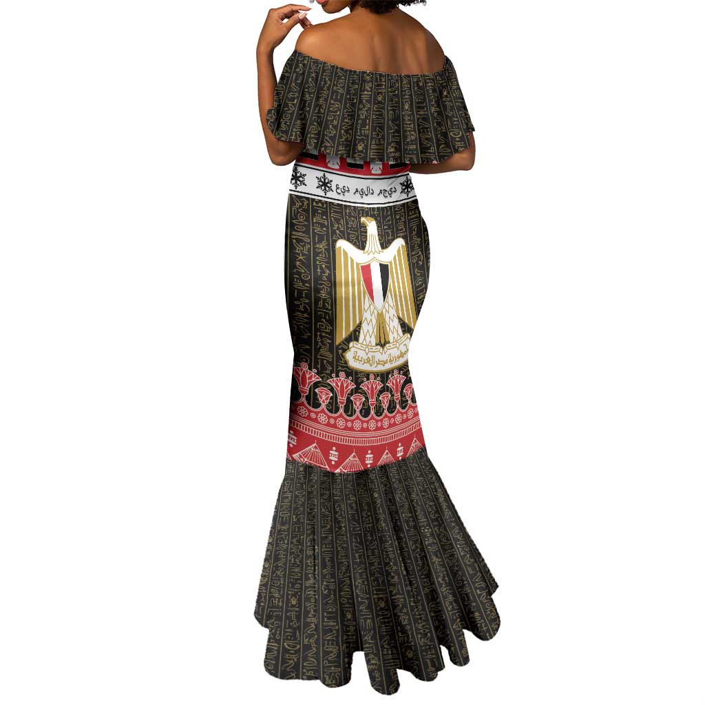 Afro Egypt Christmas Mermaid Dress Coat Of Arms Mix Egyptian Pattern