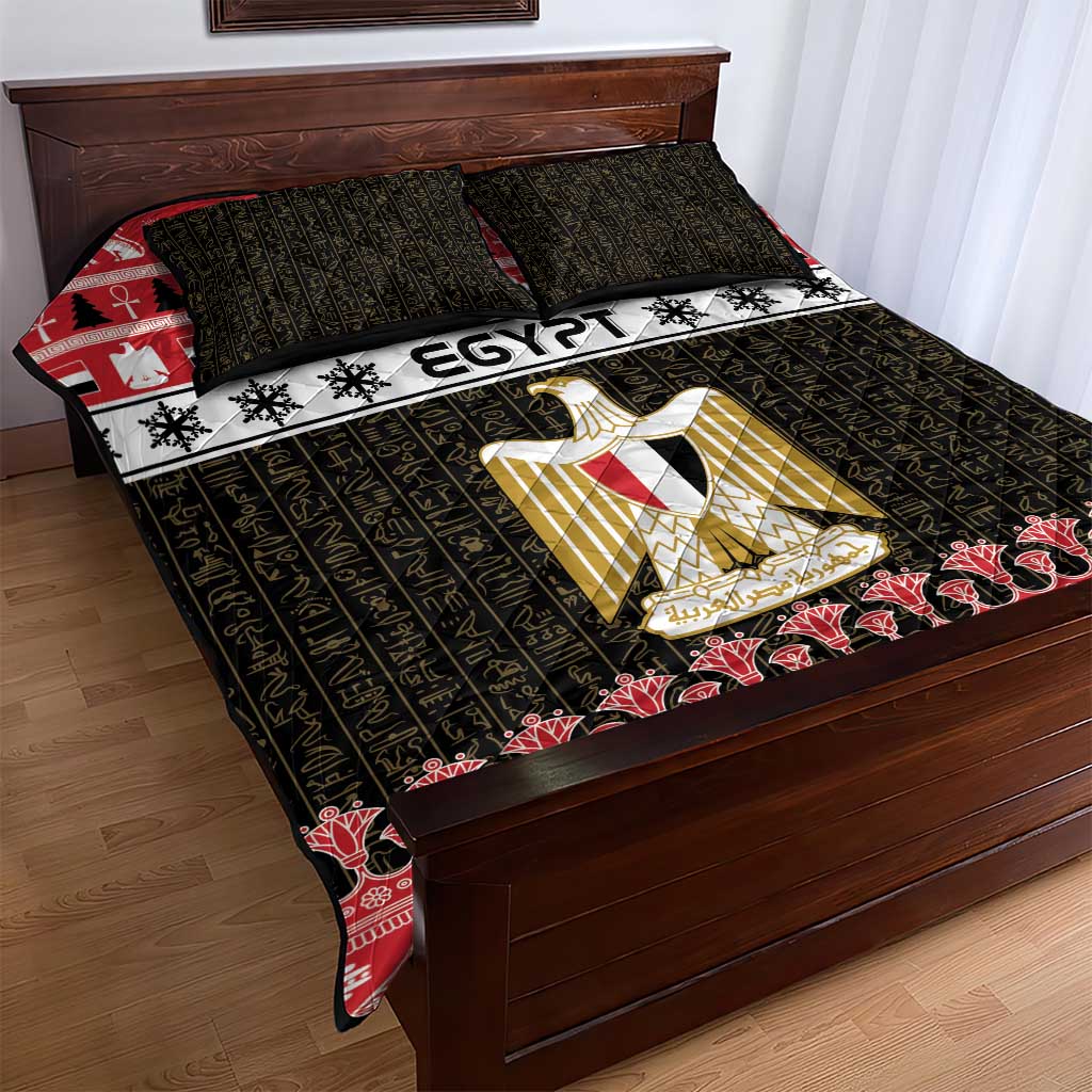 Afro Egypt Christmas Quilt Bed Set Coat Of Arms Mix Egyptian Pattern