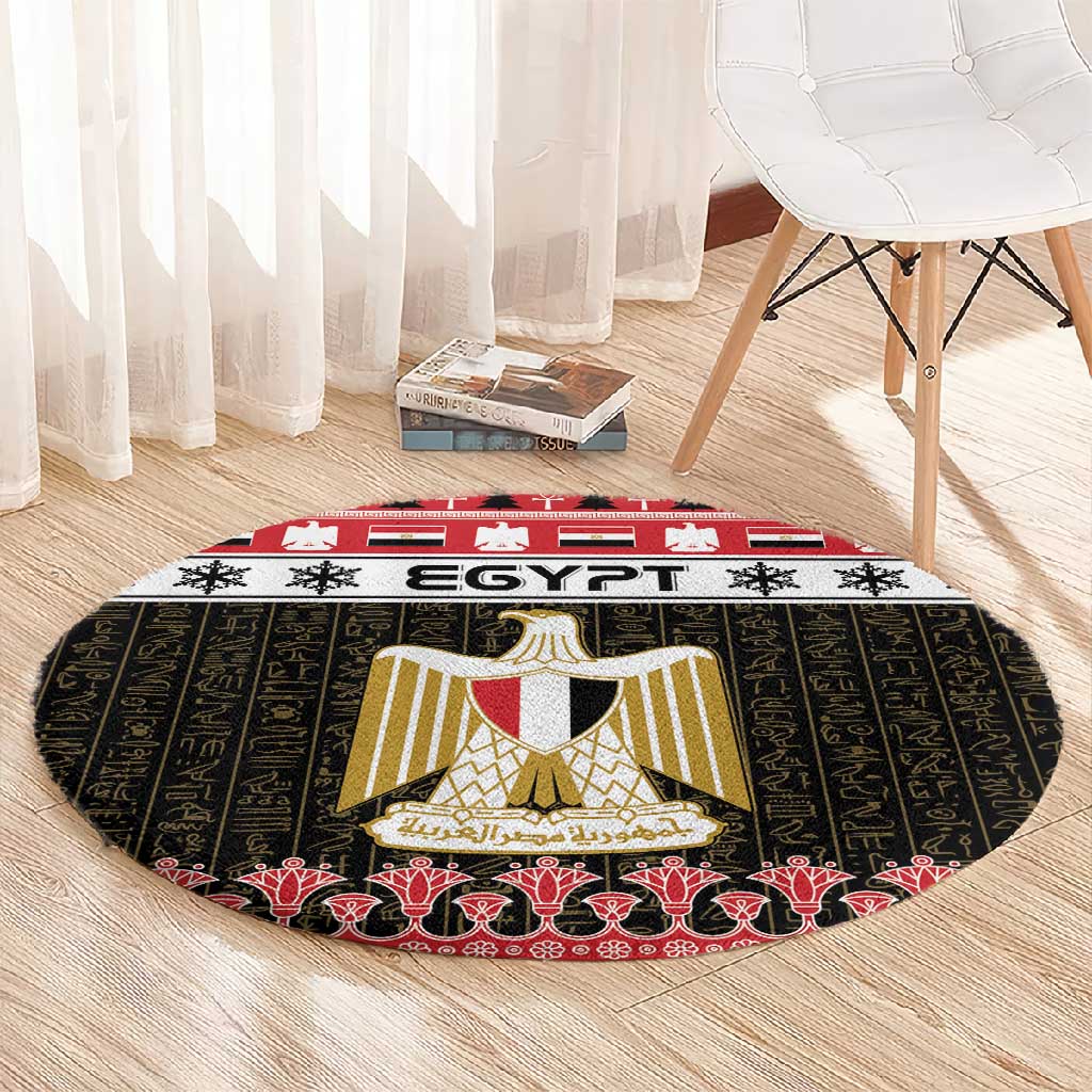 Afro Egypt Christmas Round Carpet Coat Of Arms Mix Egyptian Pattern