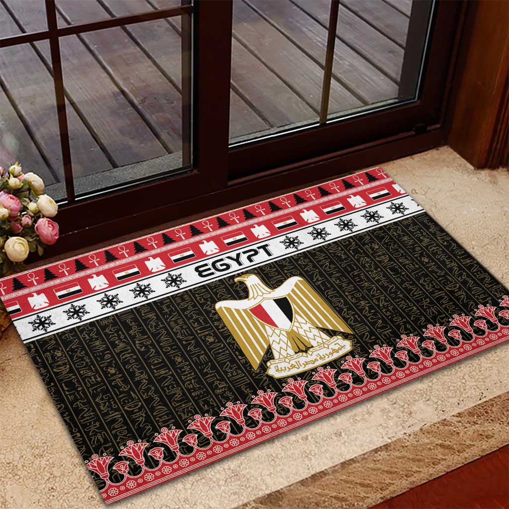 Afro Egypt Christmas Rubber Doormat Coat Of Arms Mix Egyptian Pattern