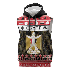 Afro Egypt Christmas Sleeveless Hoodie Coat Of Arms Mix Egyptian Pattern - African Pride