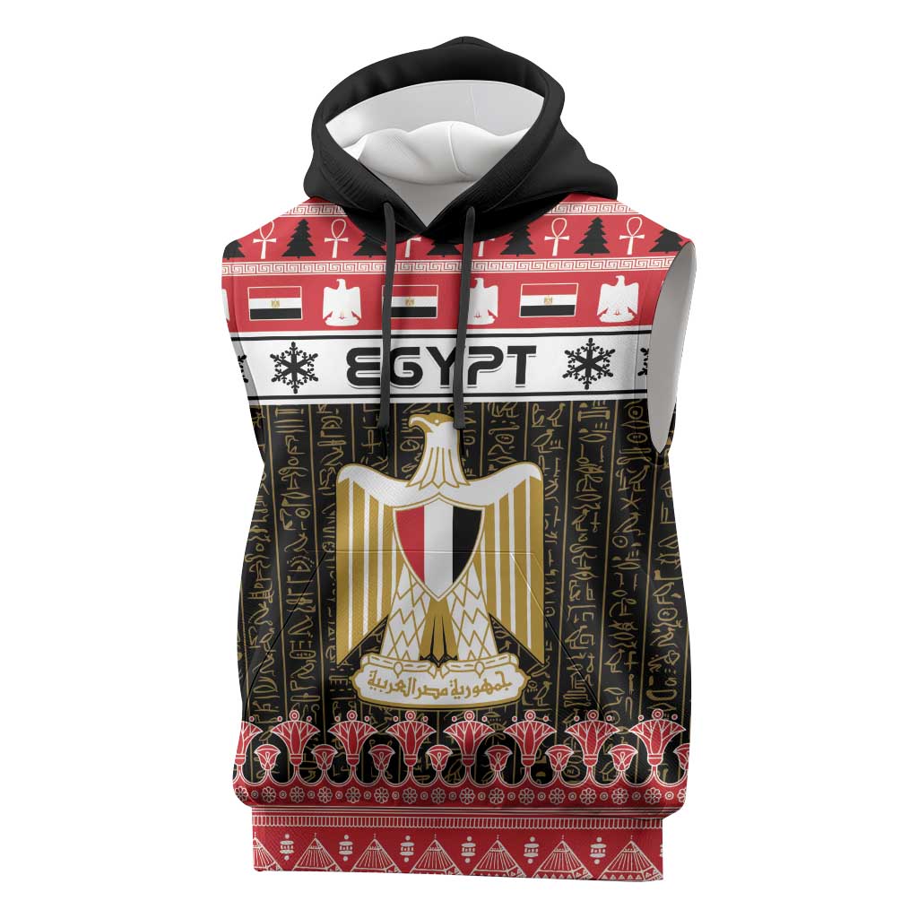 Afro Egypt Christmas Sleeveless Hoodie Coat Of Arms Mix Egyptian Pattern LT15