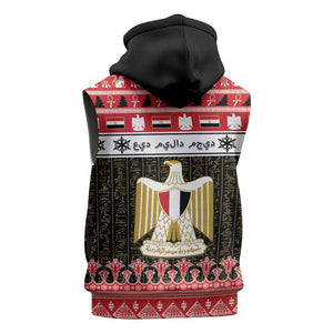 Afro Egypt Christmas Sleeveless Zip Hoodie Coat Of Arms Mix Egyptian Pattern - African Pride
