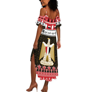 Afro Egypt Christmas Summer Maxi Dress Coat Of Arms Mix Egyptian Pattern
