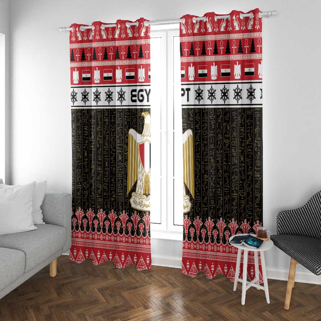 Afro Egypt Christmas Window Curtain Coat Of Arms Mix Egyptian Pattern