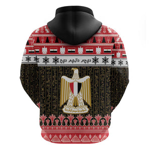 Afro Egypt Christmas Zip Hoodie Coat Of Arms Mix Egyptian Pattern